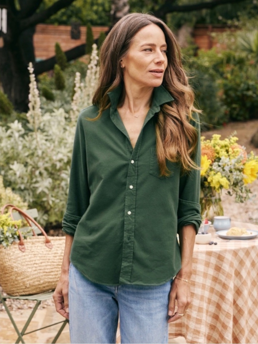 Frank & Eileen Barry Forest Green Italian Flannel Shirt
